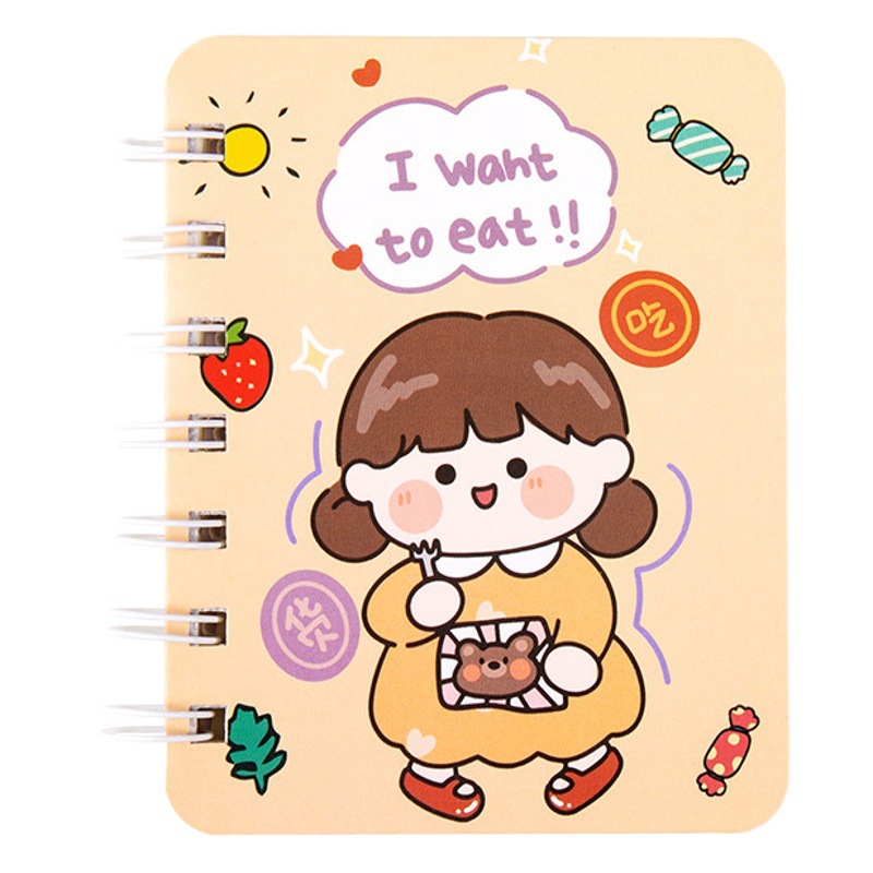 Cuaderno espiral A7 con tapa abatible lateral, cuaderno de bolsillo creativo para estudiantes, diario portátil, bloc de notas de oficina, venta al por mayor