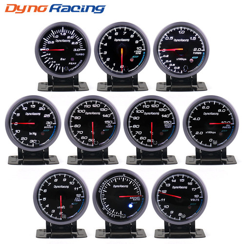 Dyno Racing 60mm Needle-Tipped Tachometer/Turbocharger Gauge/Water Temperature/Oil Temperature/Oil Pressure/Voltage