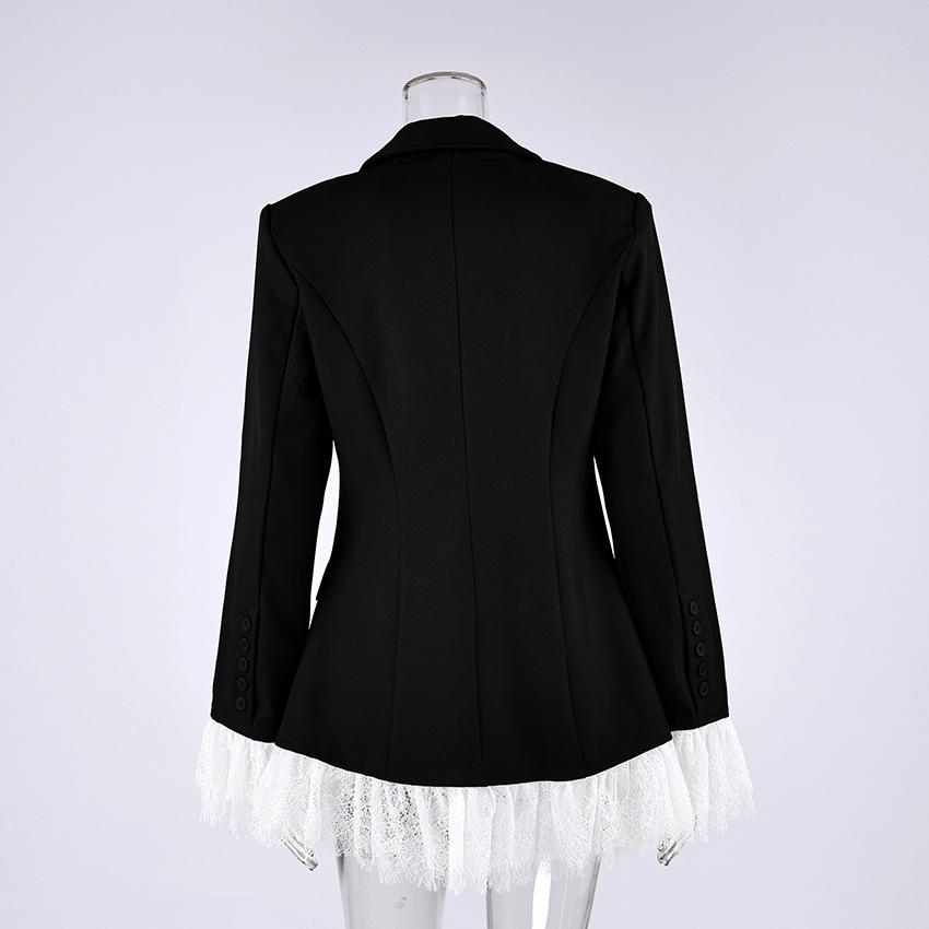 ng2510292 2025 Coss-Bode Euopean And Ameican Women's Suit Jacket V-Neck Lace Tim Elegant Black Blaze Fo Women Autumn_ecoleips.com