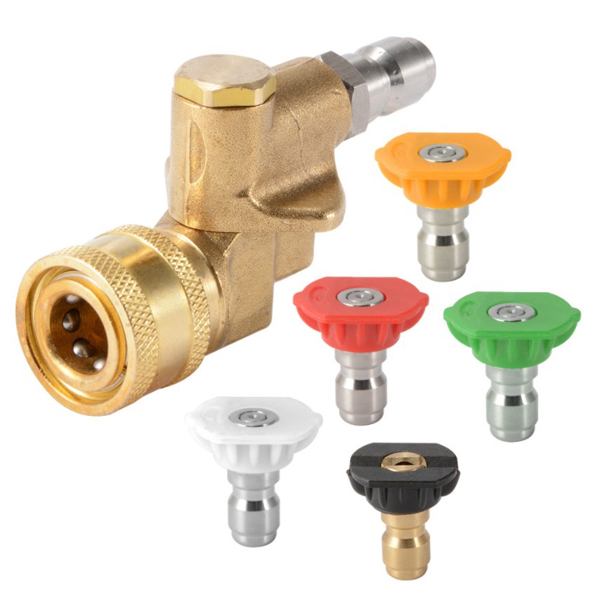 快速连接旋转耦合器可调适配器黄铜接头 接头为1/4 洗车90度旋转