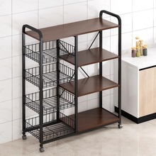 可移动厨房置物架落地多层收纳架微波炉烤箱架子多功能蔬菜储物架
