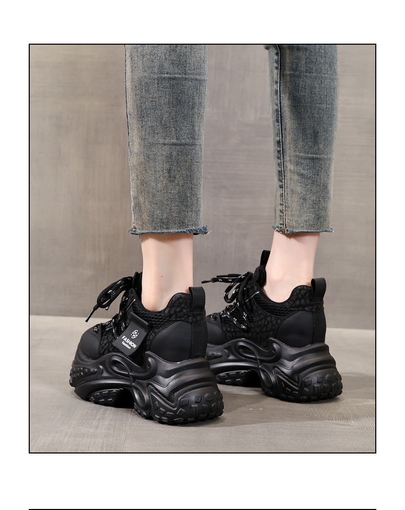 Giày sneaker nữ chunky đế dày tăng chiều cao 11cm phong cách thể thao — Angola Đỏ chi tiết 16