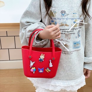 New Cute Children's Silicone Bucket Bag Girl's Cartoon Handbag All-match Casual Coin Purse Girl's Snack Bag