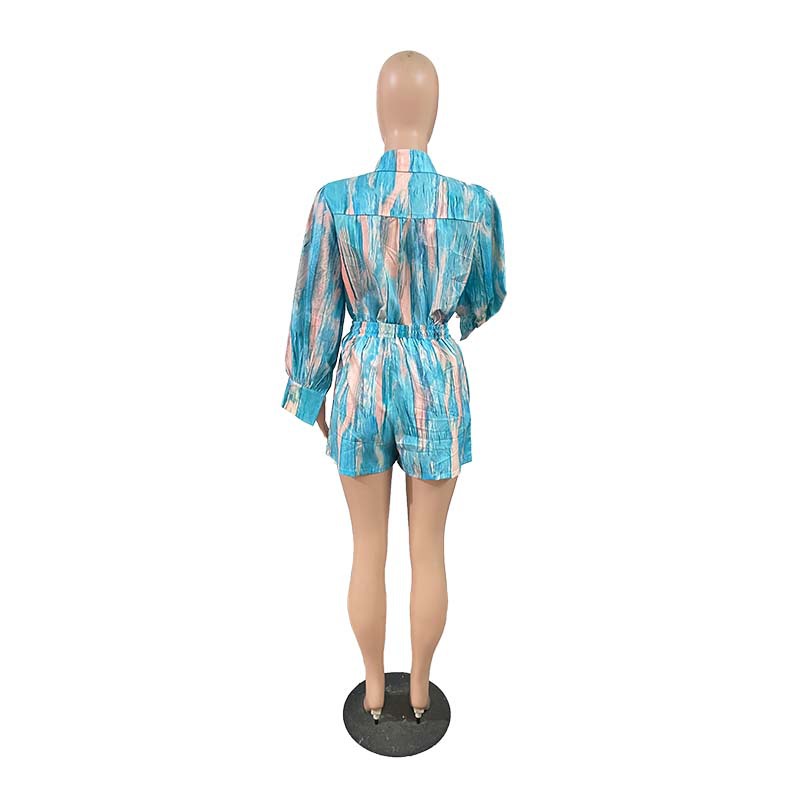 Casual, Streetwear Style Holiday Daily Women's Casual Streetwear Color Block Spandex Polyester Printing Pocket Shorts Co-ord Set Shorts Sets