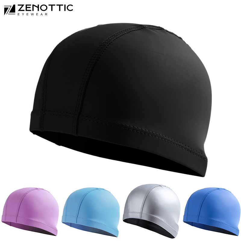 Pu gorra de natación para hombres adultos y mujeres cómodos no apretando alto elástico gorra de natación impermeable Pelo Largo gorra de natación transpirable