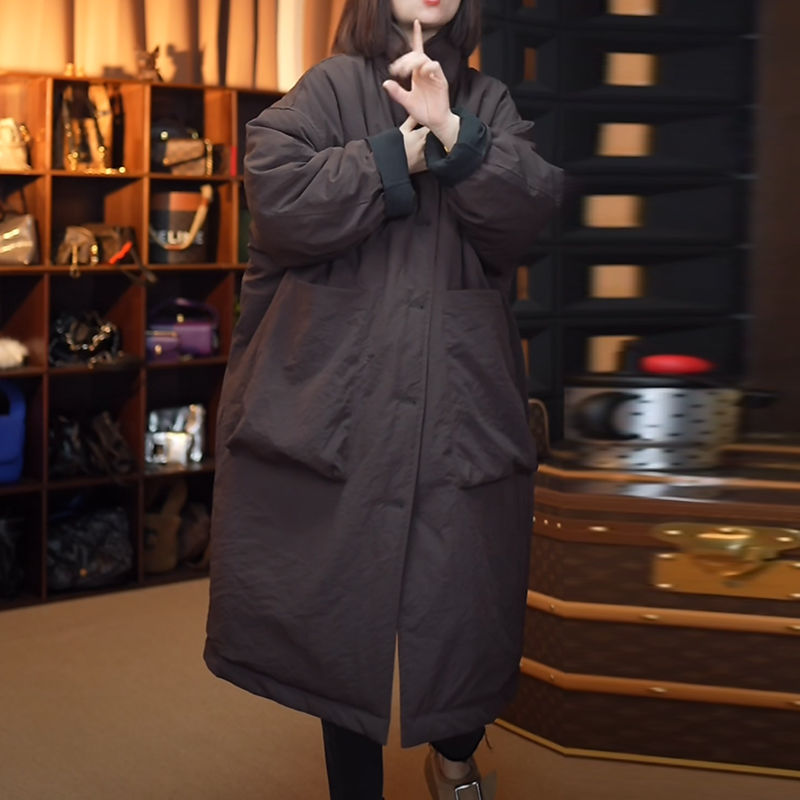 加肥加大休闲棉服外套女冬季中长款大码胖妈妈宽松显瘦时尚棉袄子