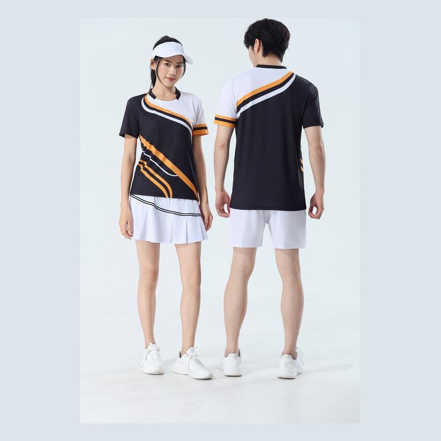 poliamonio rápido secado transpirable bádminton hombre niñas adultos el mismo cuello en V entrenamiento deportivo superior impresión personalizada