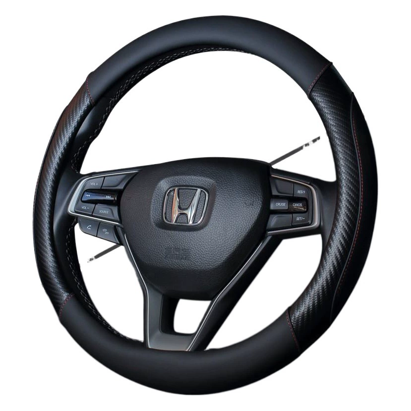 Крышка рулевого колеса автомобиля четырехсезонная Универсальная крышка ручки Нескользящая впитывающая пот кожаная защитная крышка из углеродного волокна автомобильные аксессуары