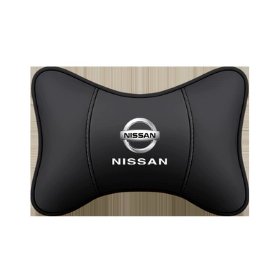 Suitable for Car Headrest, Lumbar Support, Neck Pillow, Nissan Teana, Qashqai, Juke, Tiida, Tiida, Sylphy, Sunny, Bluebird, Qich (Headrest) - full-leather-1-headrest-black-nissan-standard