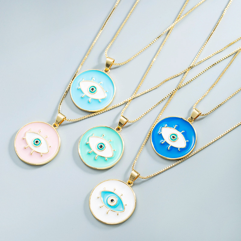 wholesale jewelry copper eye round pendant necklace Nihaojewelrypicture3