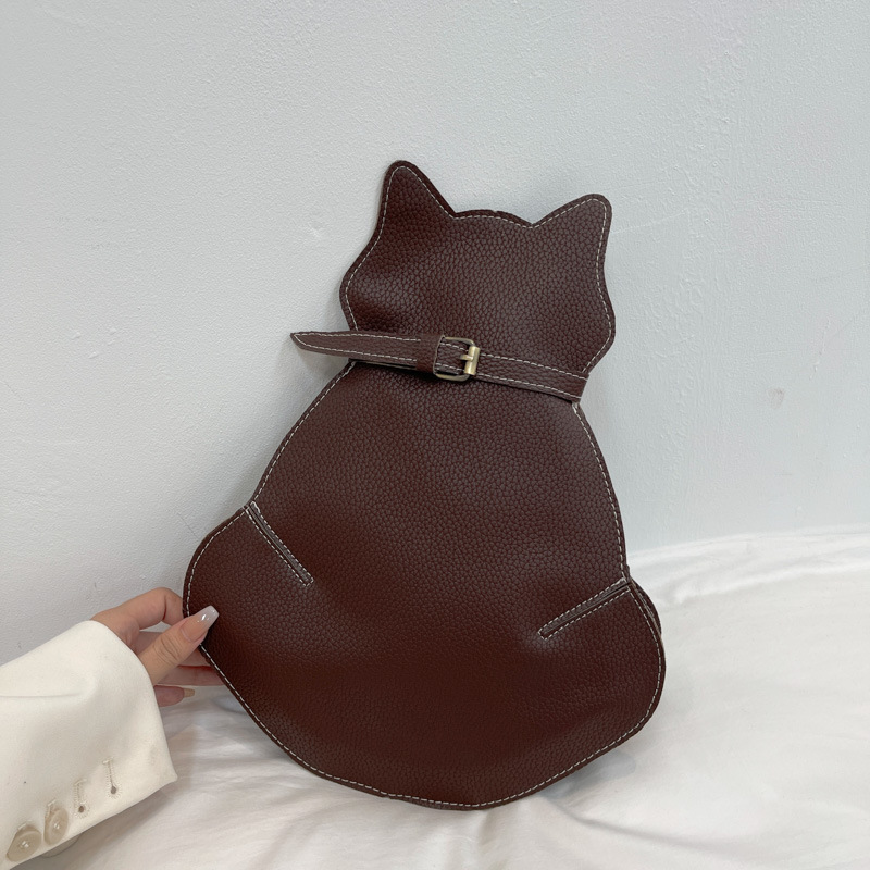 Cute Cat Bag 2024 Spring New Single Shoulder Bag Fashionable and Versatile Leather Retro Chest Bag Personalized Crossbody Women's Bag_voghion.com