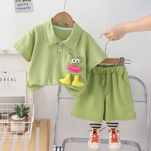 婴儿衣服薄款可爱短袖POLO衫套装六7八9十个月一岁男女宝宝夏装