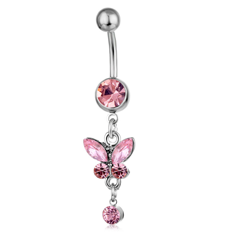 Spot Wholesale European And American Piercing Jewelry Butterfly Strap Belly Button Ring Belly Button Nail display picture 3