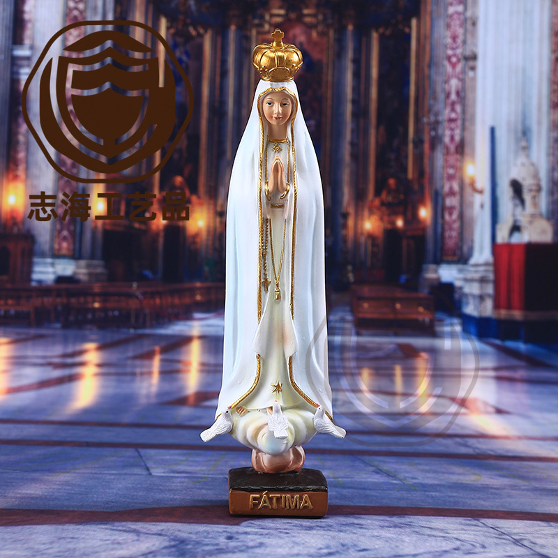 Cross-Border Supply of 20.5cm Tall Classical White Fatima Figurine Decorative Gift Resin Crafts Cross-Border Supply of 20.5cm Tall Classical White Fatima Figurine Decorative Gift Resin Crafts