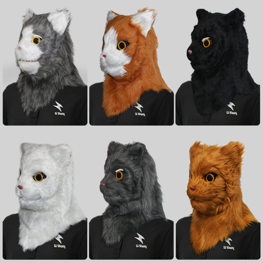 Puede abrir la boca, animal divertido, gato, capucha, mascarada, máscara de mordida de boca, accesorios de actuación de fiesta de Halloween