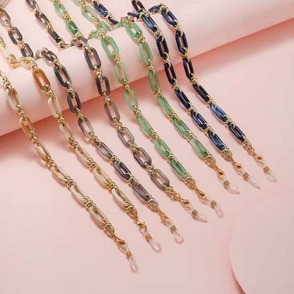European and American Cross-border Fresh Color Acrylic Square Ring Buckle Glasses Chain Fashion Accessories Chain Anti-drop Mask Chain