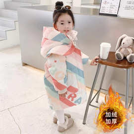 女童外穿棉服冬装2025新款女宝宝洋气加厚中长款儿童冬装公主时尚