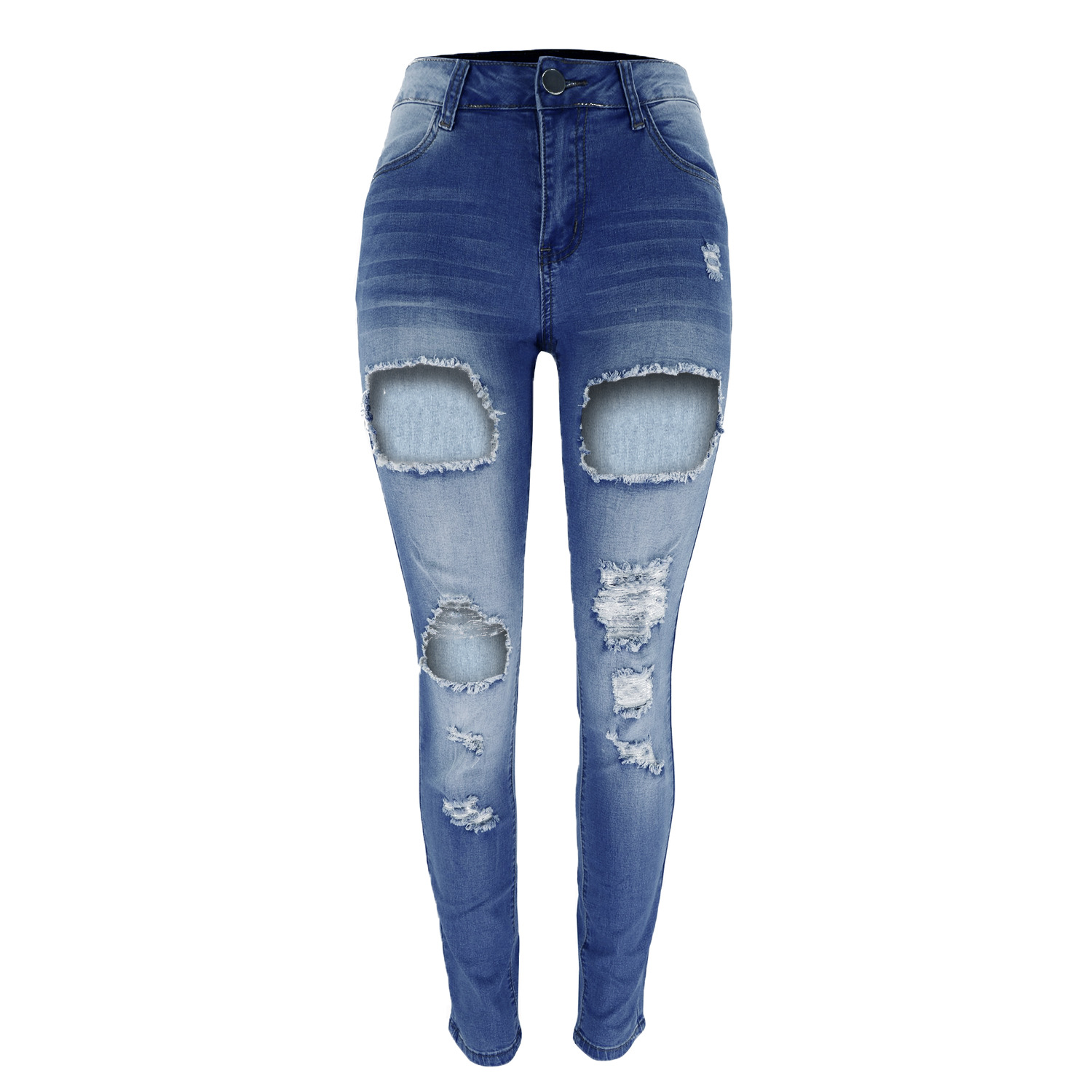 High Waisted Women's Jeans Torn Denim Trousers Spring Fashion_voghion.com