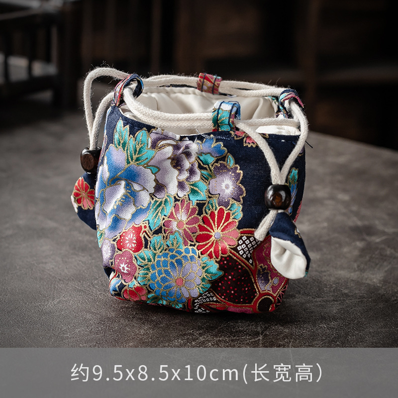 Bolsa de almacenamiento de taza única maestra bolsa de taza maestra taza de té portátil taza de construcción bolsa de tela con cordón de algodón y lino bolsa de tela juego de té