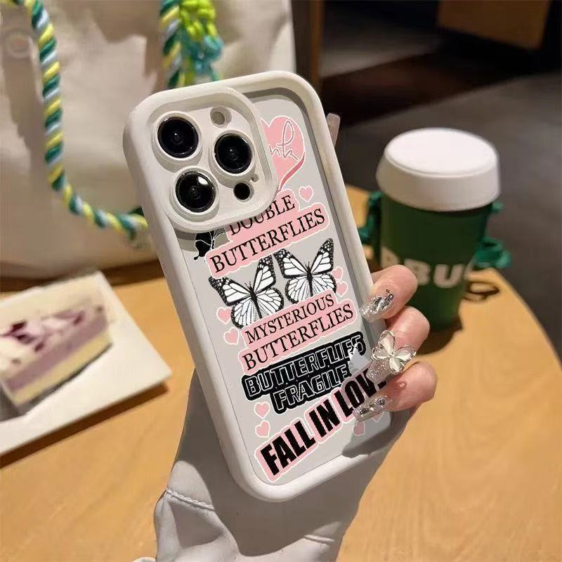 Love English Butterfly Adecuado para iPhone 16pro funda para teléfono móvil Apple 15 Europa y América 14/13promax nuevo 12