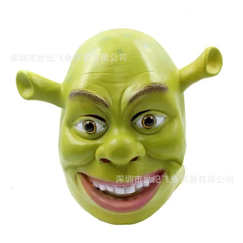 Halloween horror Shrek máscara de cabeza de monstruo verde cosplay baile extraño cabeza verde fábrica al por mayor