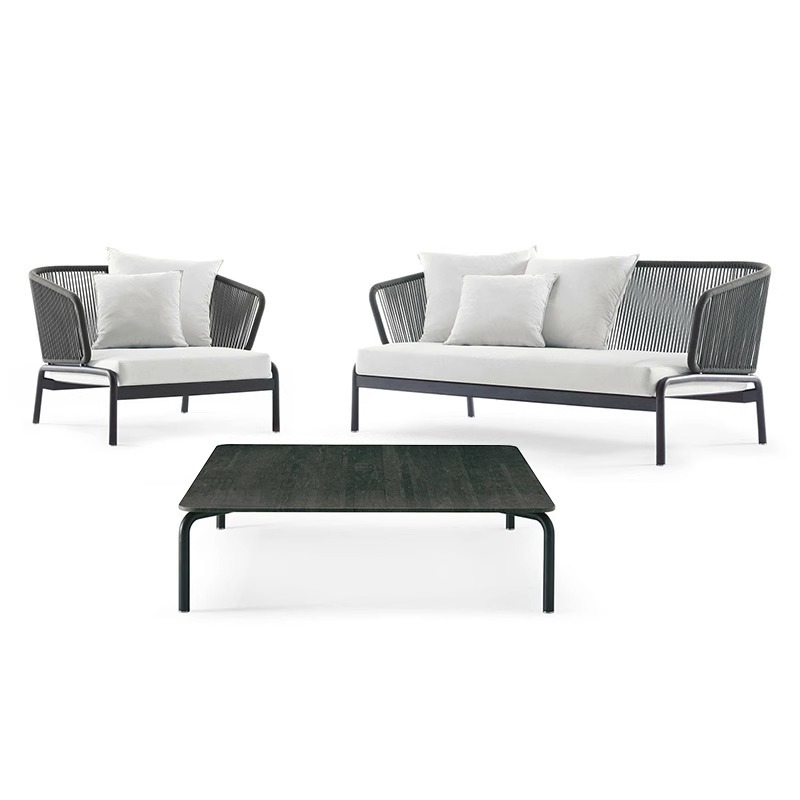 Sofá de diseño nórdico al aire libre patio jardín al aire libre doble balcón sofá de caña pequeña casa cama reclinable ocio