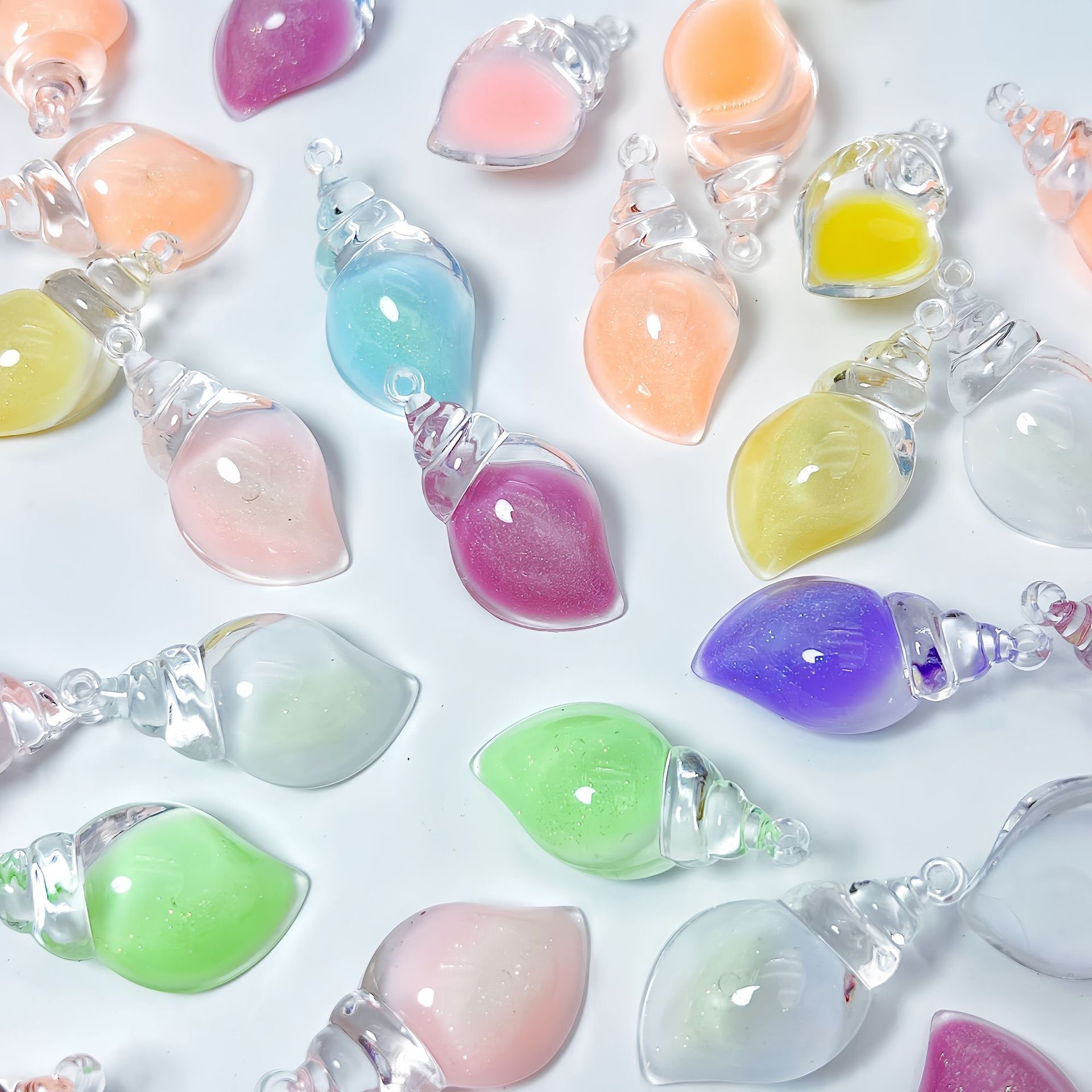 Nuevo color transparente nocturna brillante concha accesorios DIY hechos a mano colgante llavero pendientes collar colgante acrílico