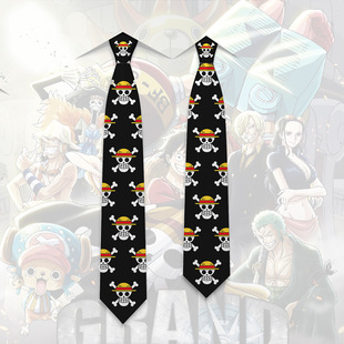 Cross-border New ONE PIECE Tie Foreign Trade ONE PIECE Animation Surrounding Straw Hat Pirates Skull Tie
