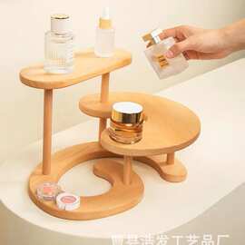 日系木质桌面置物架梳妆台化妆品香水收纳架乐高娃娃水杯展示架