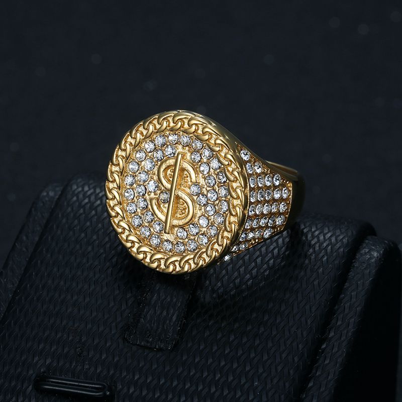 Rings Classification 13, 7 Ring Size 1 Piece Quantity Nightclub, Street Occasion Titanium Steel Material 1 Piece Hip-hop Geometric Titanium Steel Inlay Rhinestones Men's Rings