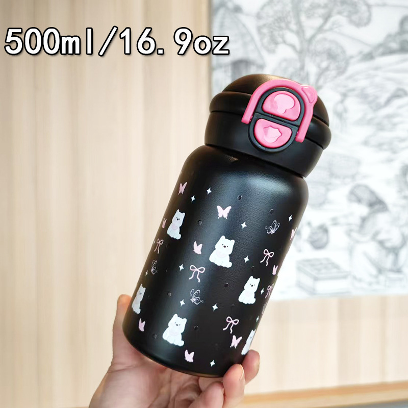 Inventario al por mayor encantador doble bebida taza de agua para niños taza de acero inoxidable rebote portátil taza de regalo de paja de alto valor facial