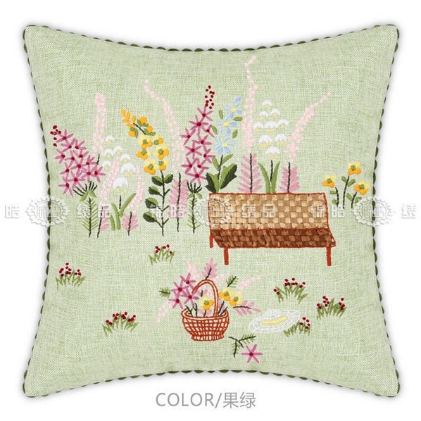 Fábrica al por mayor de color de impresión bordado de la cinta hecha a mano DIY paquete de material cojín funda de almohada flor frente mariposa volando doble platillo Flying dance