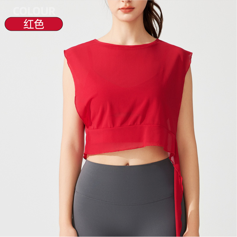 Camisa deportiva europea y americana sin mangas correr gimnasio mangas cortas respirantes chaleco de secado rápido primavera y verano mujer chaleco de yoga image 7