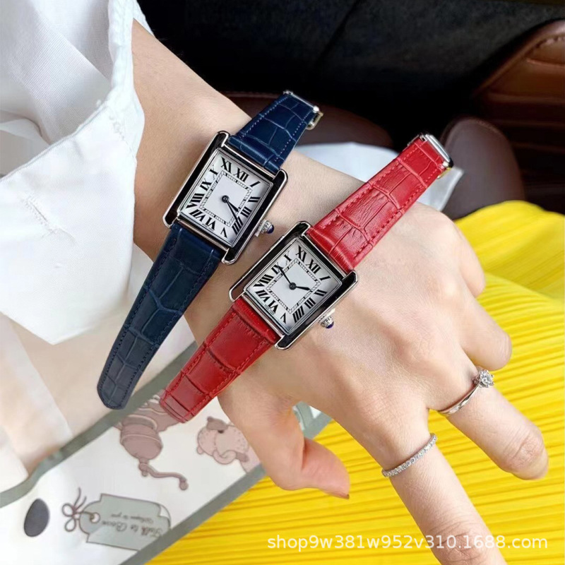 Kajia Tank Series Quartz Women's Watch Belt Small Square Watch Fashion Ladies Watch Original Butterfly Buckle Ultra-Thin Watch