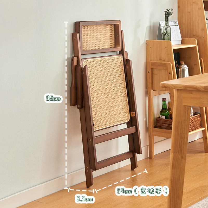 Wabi-Jifeng Silla de ratán Silla plegable con reposabrazos para el hogar Silla de ocio de celebridades de Internet Silla de escritorio y silla de comedor