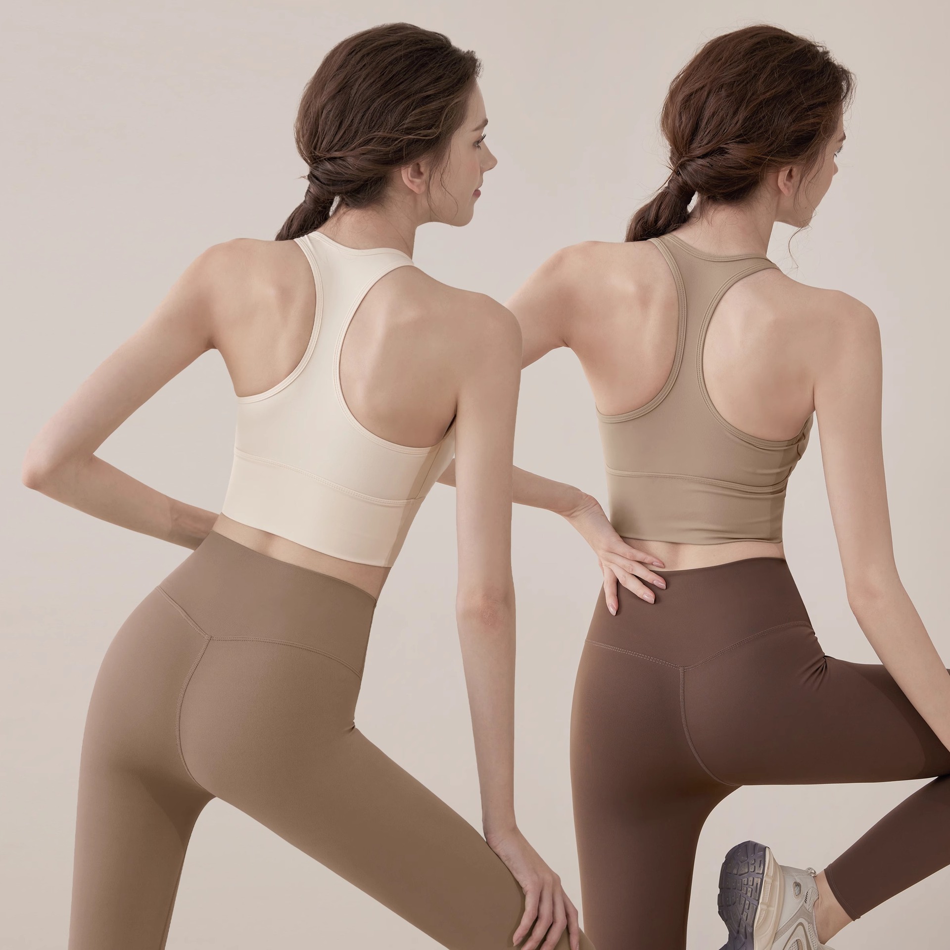 Sports Underwear Women's Spring and Summer I-Back Shock Absorbing Fixed Cup Yoga Clothing Vest Running Training Fitness Bra