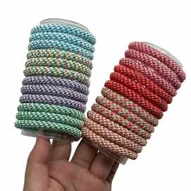 新款编织高弹力发圈女扎头发基础皮筋加粗头绳高马尾发绳头饰彩色