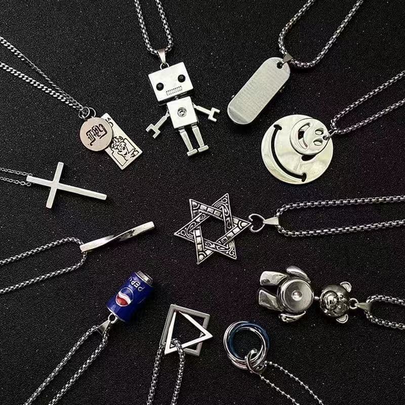 Titanium steel necklace men's fashion brand all-match clavicle chain light luxury niche design high-end Cuban pendant neck chain accessories Titanium steel necklace men's fashion brand all-match clavicle chain light luxury niche design high-end Cuban pendant neck chain accessories