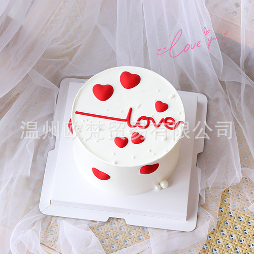 Chinese Valentine's Day simple cake decoration ornaments heartbeat love love couple confession 520 holiday plug-in baking plug-in card