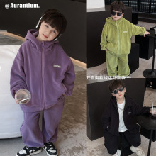 【清仓特价】冬装新款韩版儿童两件套奥粒绒贴标连帽男女童套装潮