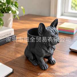 跨境热销French Bulldog Pen Holder法国斗牛犬笔筒