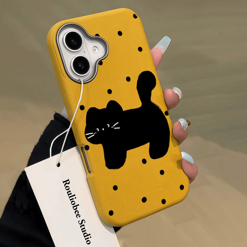 Polka Dot Meow Suitable for Apple 15Pro Mobile Phone Case Iphone14Plus High-Looking 13 Cute 12 Hot Style 11