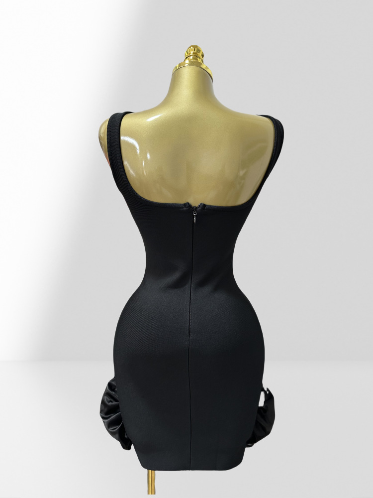 Women's Clothing Luxury Sleeveless Bandage Dress Rhinestone Embellished Tulip Shaped Skirt Bodycon Style Party Women's Clothing_ecoleips.com
