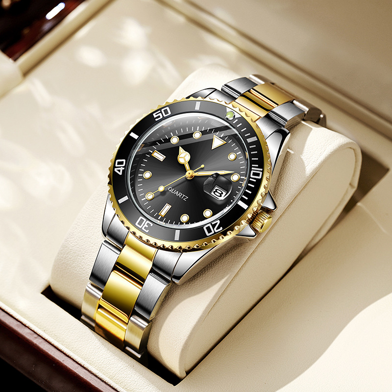 Cinta de acero de superficie negra dorada