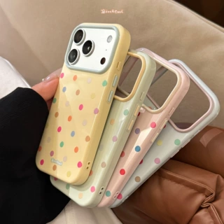 多巴胺撞色波点苹果18pro 手机壳iphone16防摔15马卡龙14软17适用