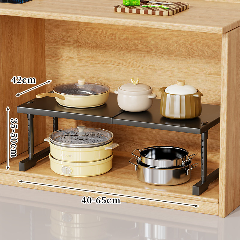 Estante Extensible de Cocina de Acero al Carbono Multifuncional para Encimera y Gabinete