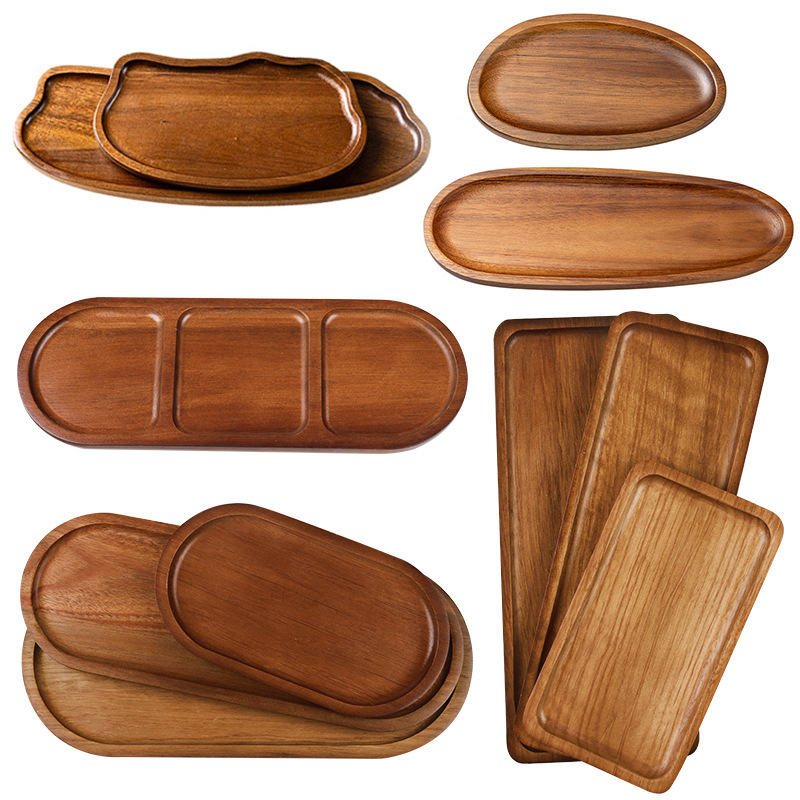 Acacia Wood Tray Japanese-Style Tea Tray Household Solid Wood Dinner Plate Rectangular Coaster Wooden Tray Coffee Shop Cake Candy Acacia Wood Tray Japanese-Style Tea Tray Household Solid Wood Dinner Plate Rectangular Coaster Wooden Tray Coffee Shop Cake Candy