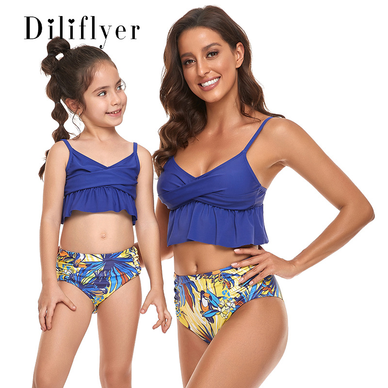 European And American Bikini Swimsuit Hi Fish Parent-child Swimsuit Flash Tankini
