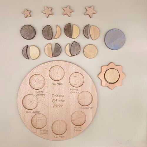 Australian phases of the moon Montessori moon phase plate Happé gumnut directional recognition blocks teaching aids