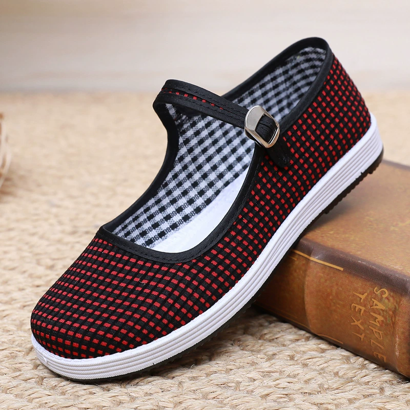 Старая пекинская тканая обувь для женщин среднего и пожилого возраста мягкая подошва нескользящая легкая и удобная старушка весенняя и осенняя повседневная обувь мама обувь